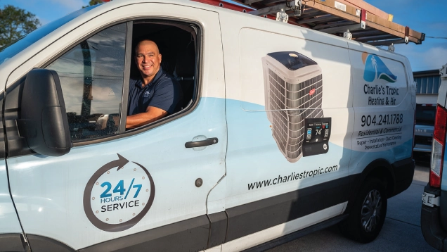 Charlie's Tropic Heating & Air service van
